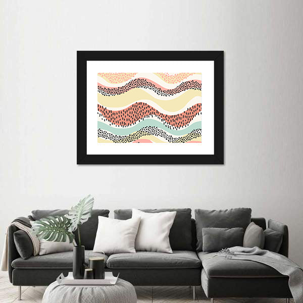 Layered Wavy Bands with Seed Dots Canvas Wall Art