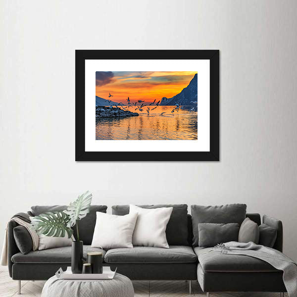Sunset At Lake Garda In Italy Canvas Wall Art
