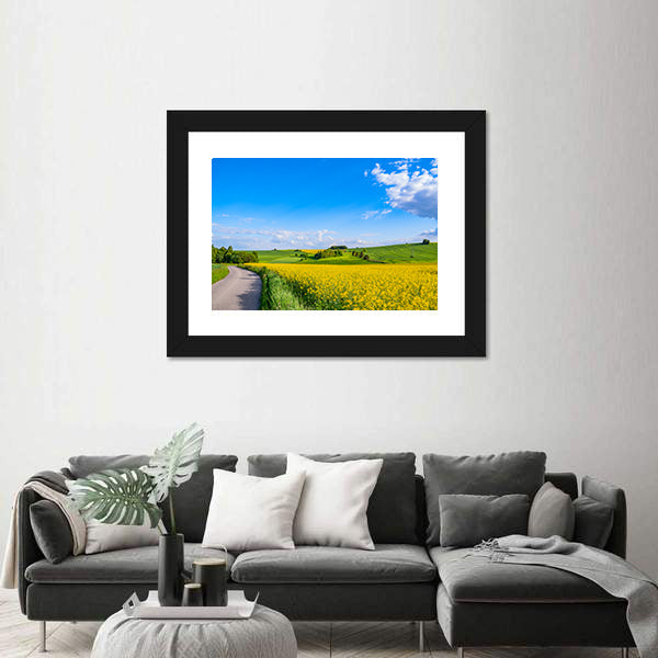 Oilseed field In Italian Countryside Canvas Wall Art
