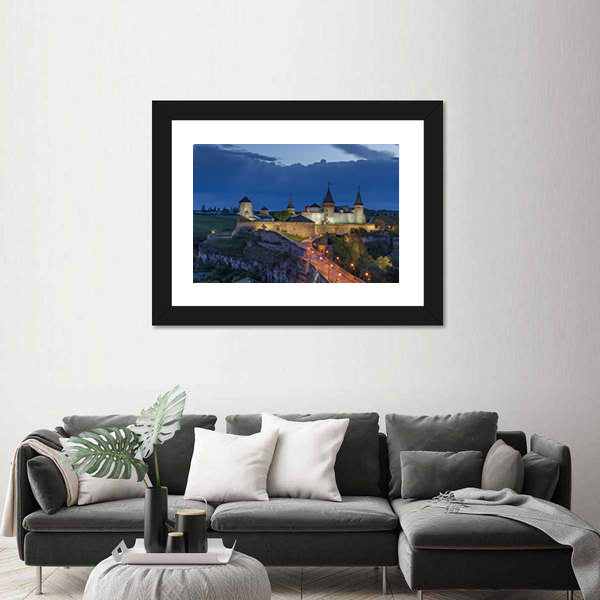 Kamianets Podilskyi Castle At Dusk In Ukraine Canvas Wall Art