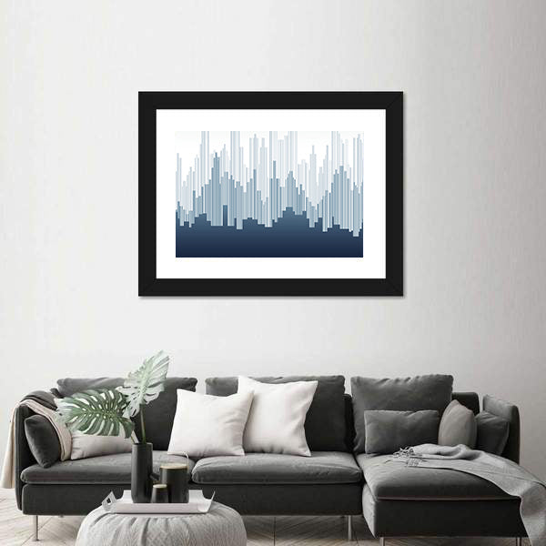 Minimalist City Skyline in Navy and White Canvas Wall Art