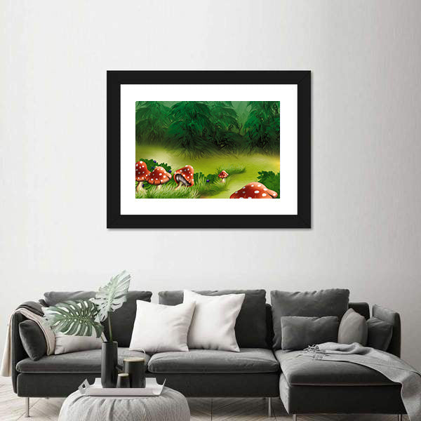 Fly Agaric Mushroom Illustration Canvas Wall Art