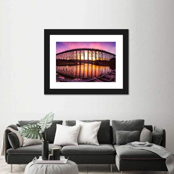 Mon Bridge At Sunset Canvas Wall Art