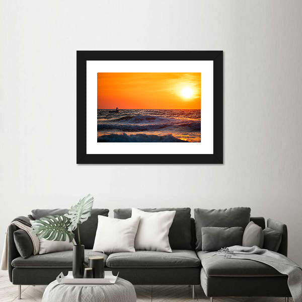 Fisherman Sailing at Sunrise Canvas Wall Art