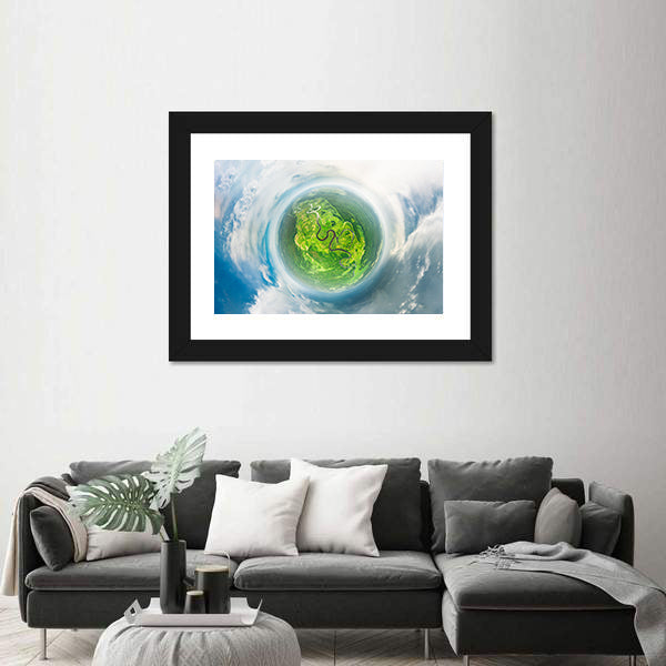 Small Planet Concept From Space Canvas Wall Art