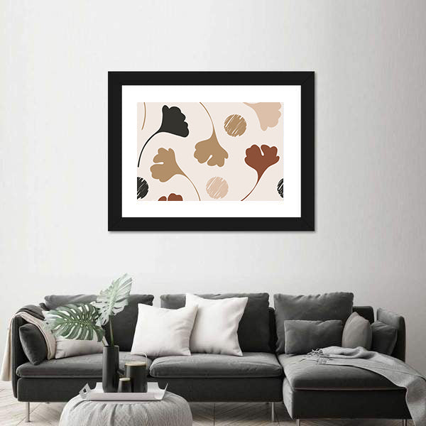 Natural Ginkgo Leaf Silhouettes Canvas Wall Art