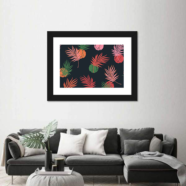 Seamless Palm Leaf Pattern Canvas Wall Art
