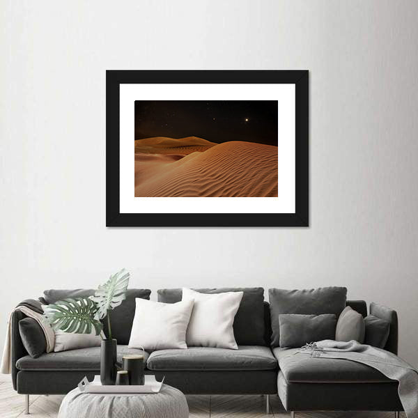Sandy Desert Under Starry Night Sky Canvas Wall Art
