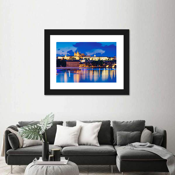 Prague Castle at Night Canvas Wall Art