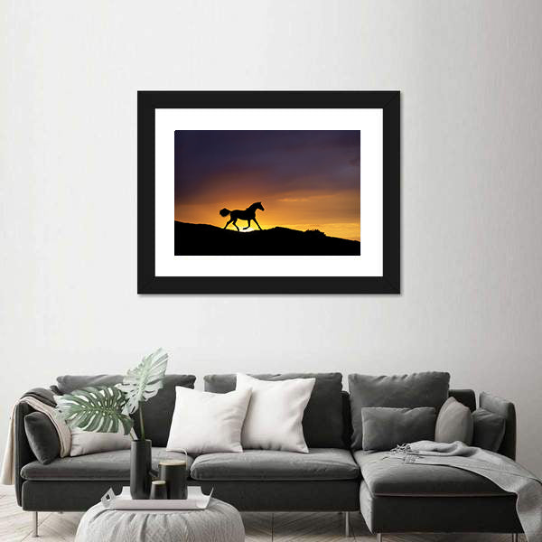 Running Horse Silhouette Canvas Wall Art