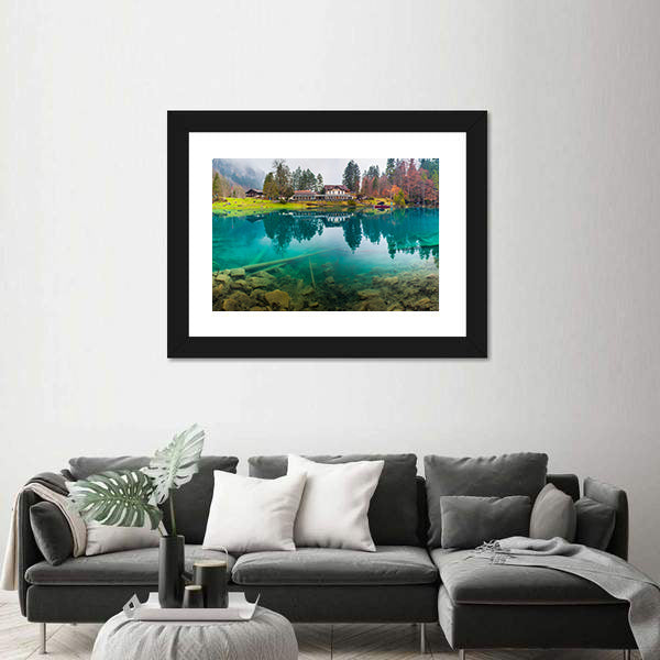 Hotel Forellenzucht in Blausee Town Switzerland Canvas Wall Art