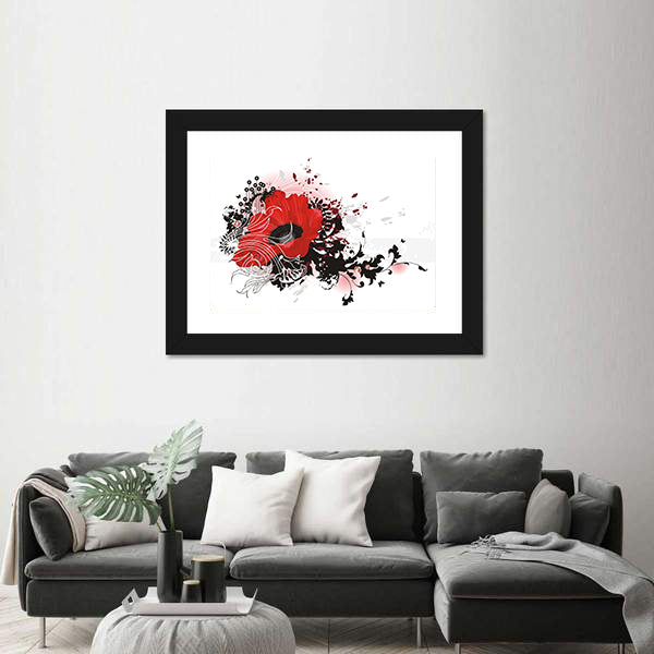 Red Poppy Abstract Floral Canvas Wall Art