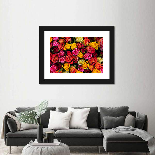 Colorful Roses Bouquet Canvas Wall Art