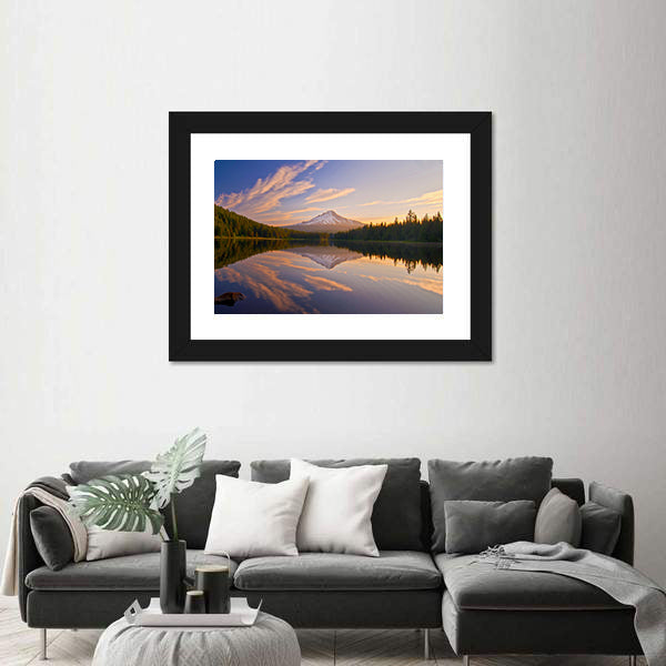 Sunrise In Trillium Lake In Oregon Canvas Wall Art