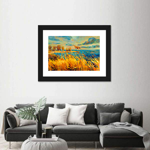 Sunset Over Lake Canvas Wall Art