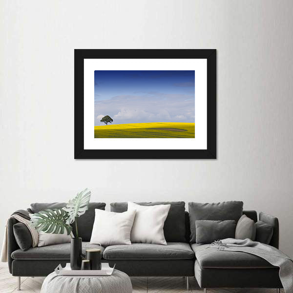 Yellow Rapeseed Field with Lone Tree Canvas Wall Art