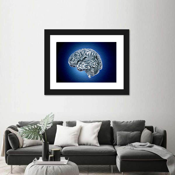 Chrome Brain Profile Canvas Wall Art