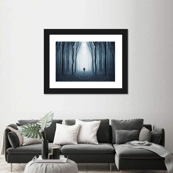 Man Walking Through A Fairytale Forest Canvas Wall Art
