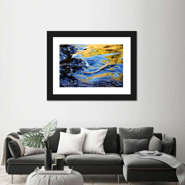 Autumn Trees Over Mountain Stream Canvas Wall Art