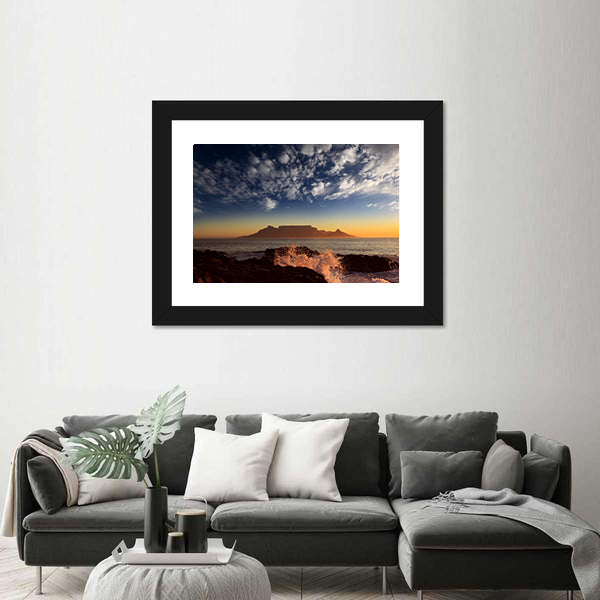 Table Mountain Sunset Over Ocean Canvas Wall Art