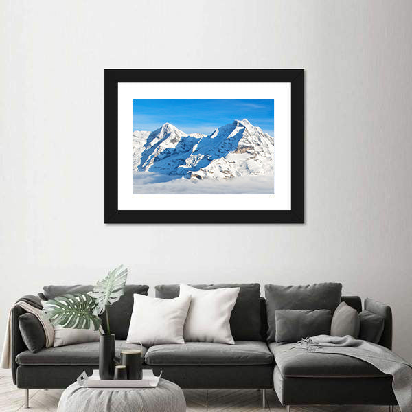 Swiss Alps In Winter Canvas Wall Art