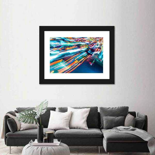 Car Lights Trails Canvas Wall Art