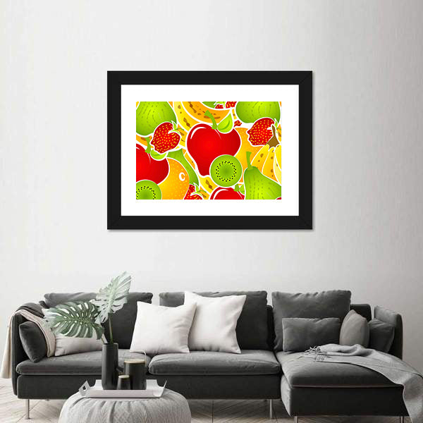 Healthy Fruit Illustration Canvas Wall Art
