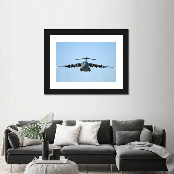 Flying Military Transport Plane Canvas Wall Art