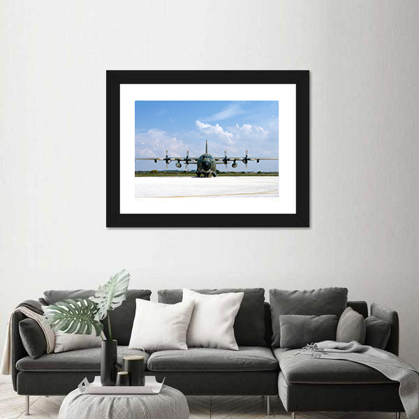 Lockheed C-130 Hercules on Runway Canvas Wall Art
