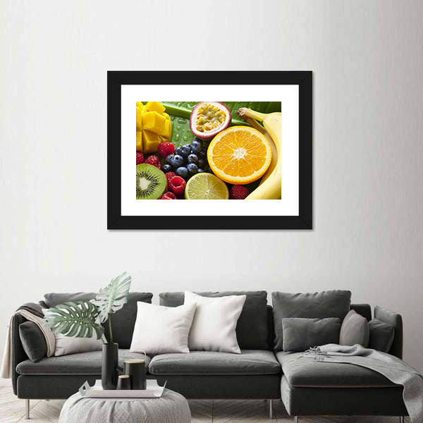 Fresh Tropical Fruit Still Life Canvas Wall Art