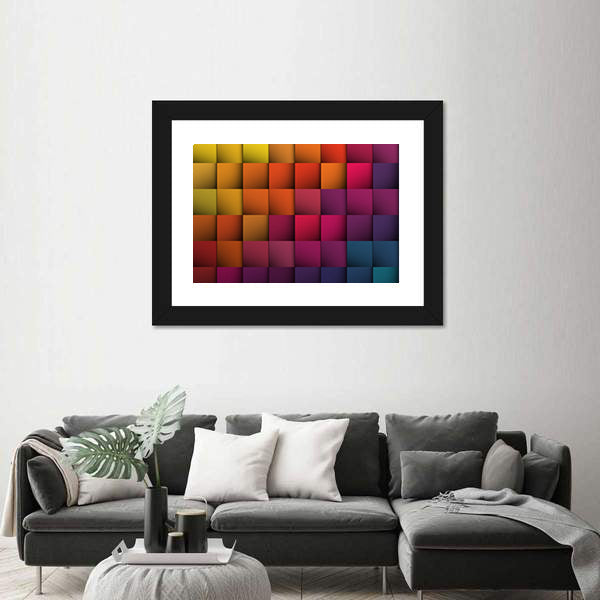 Colorful 3d Cube Grid Canvas Wall Art