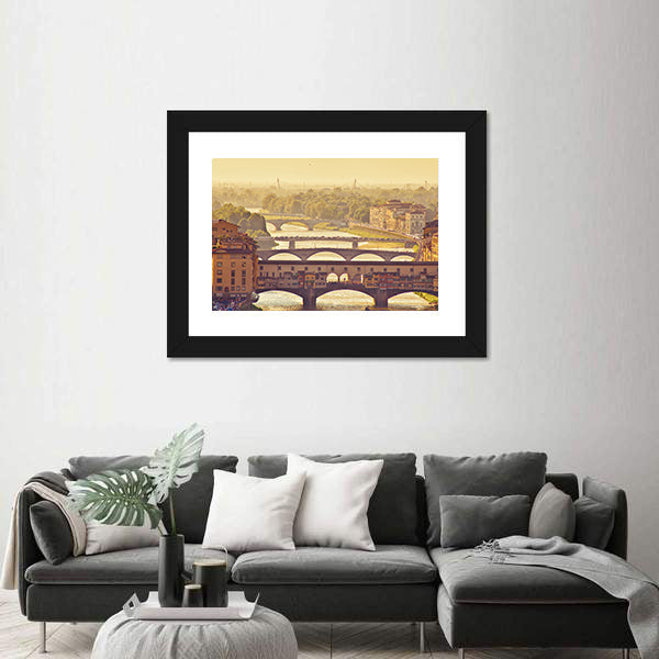 Ponte Vecchio at Golden Hour, Florence Cityscape Canvas Wall Art