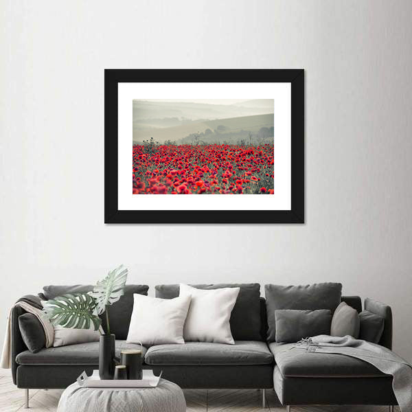 Field of Red Poppies Canvas Wall Art