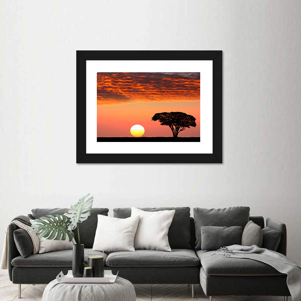 Sunset In The Serengeti Park In Tanzania Canvas Wall Art