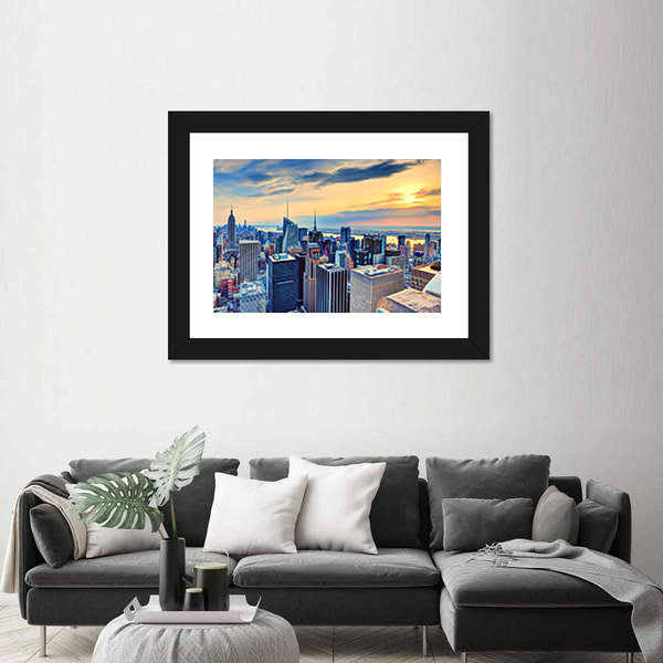 New York City Skyline at Dusk Canvas Wall Art