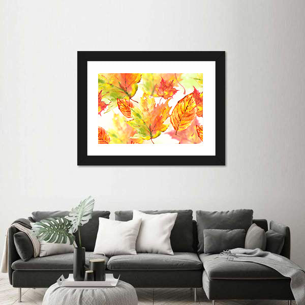 Watercolor Autumn Leaves Canvas Wall Art
