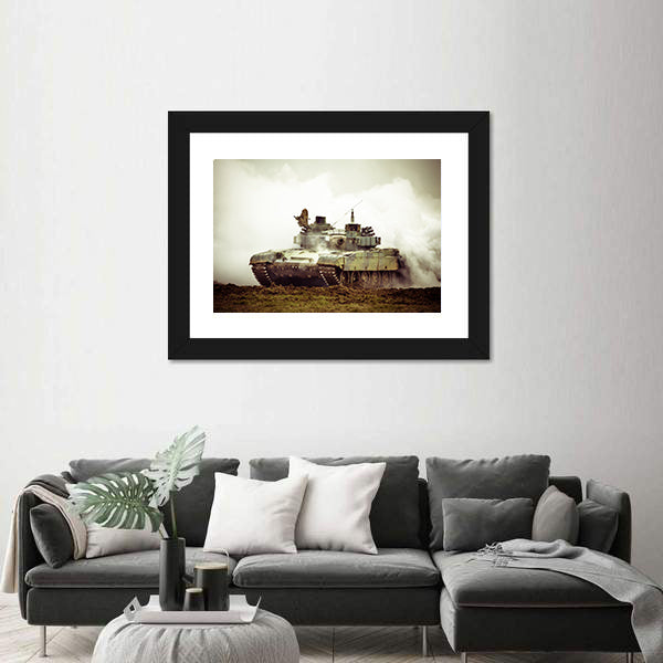 Military Tank On War Canvas Wall Art
