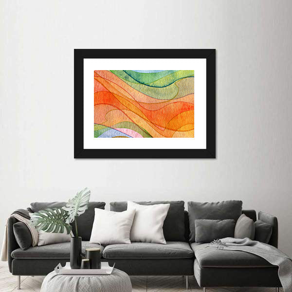 Colorful Watercolor Wave Abstract Canvas Wall Art