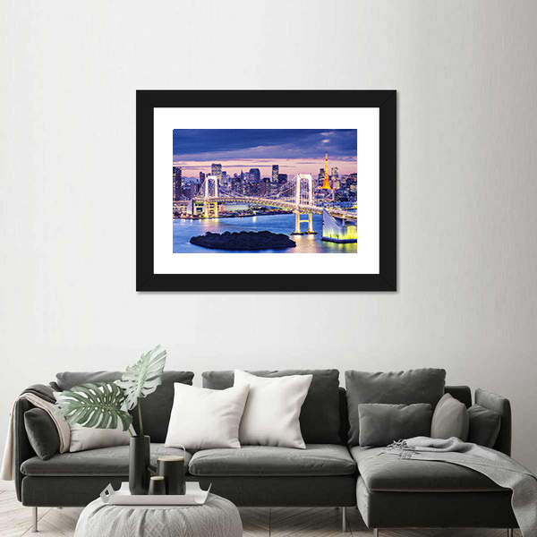 Rainbow Bridge Over Tokyo Bay Canvas Wall Art