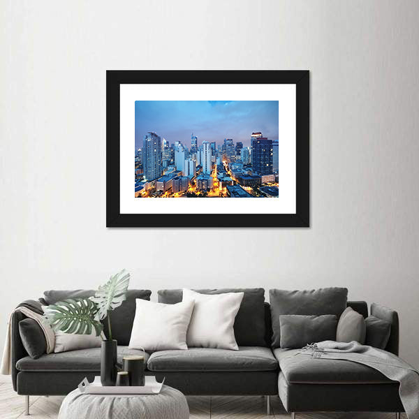 Manila Skyline at Twilight Canvas Wall Art