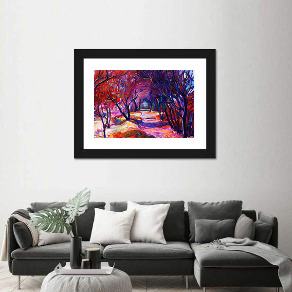 Sunlit Forest Path Canvas Wall Art