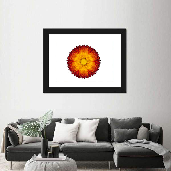 Kaleidoscopic Strawflower Mandala Canvas Wall Art