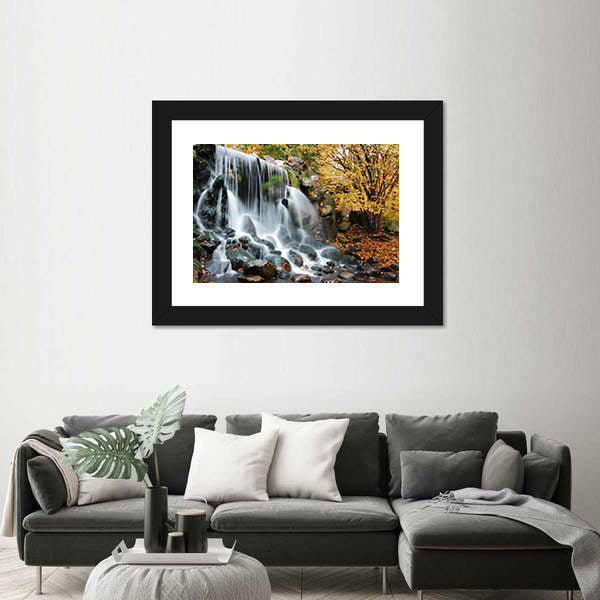 Autumn Waterfall in Sonsbeek Park Arnhem Canvas Wall Art