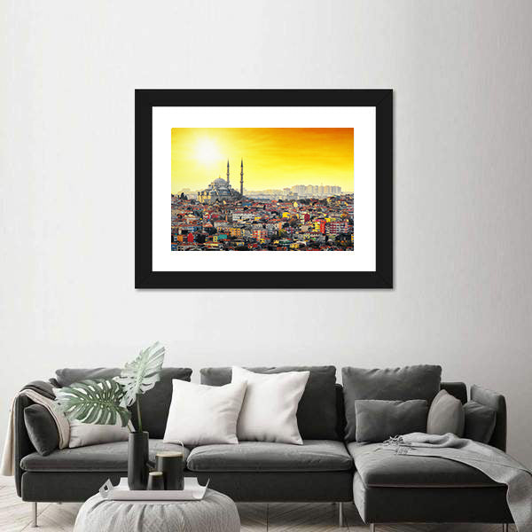 Mosque Suleymaniye At Sunset In Istanbul Canvas Wall Art