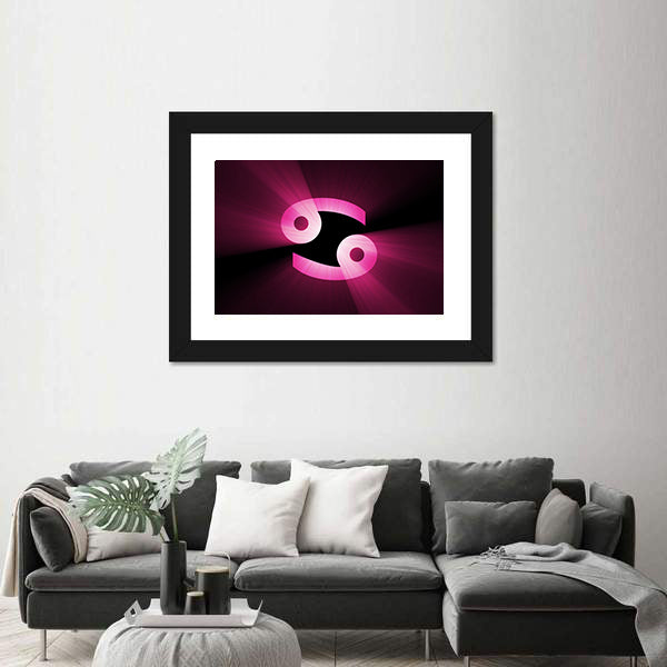 Magenta Cancer Zodiac Symbol Canvas Wall Art
