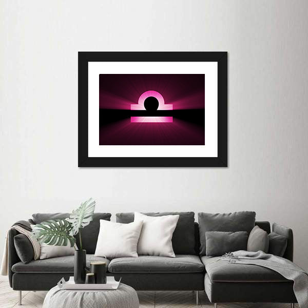 Glowing Magenta Libra Zodiac Symbol Canvas Wall Art