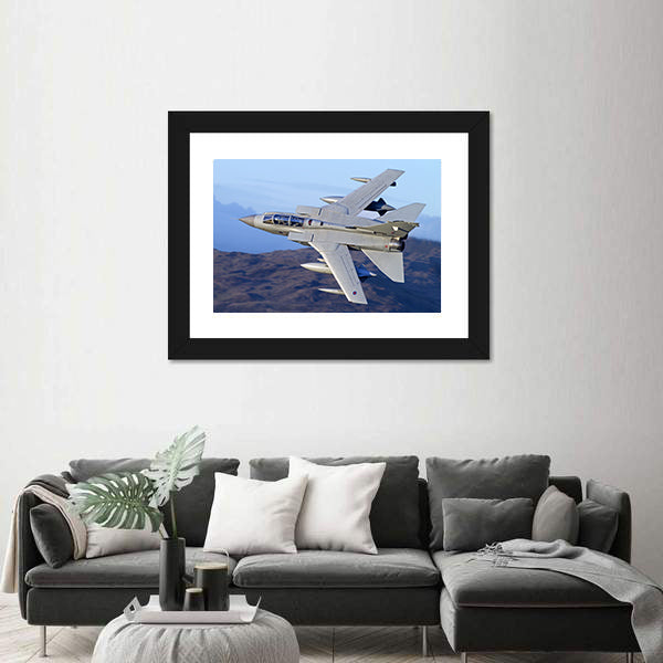 Tornado Gr4 Fighter Jet Over Mountains Canvas Wall Art