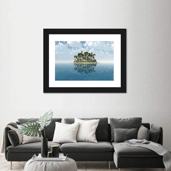 Tropical Island with Mirror Reflection Canvas Wall Art