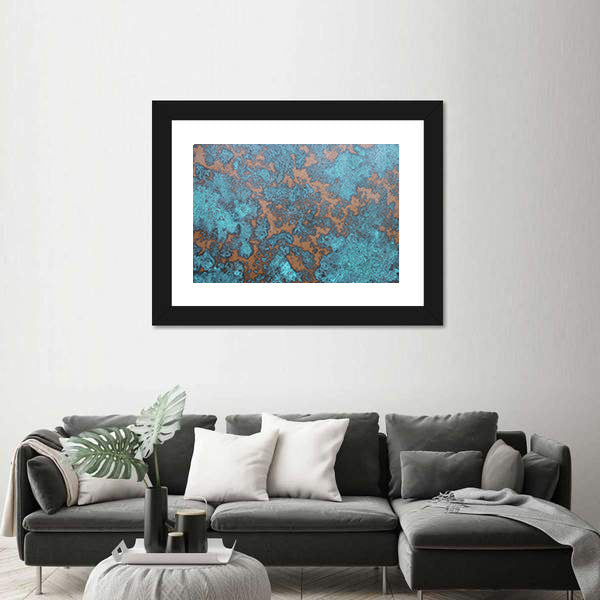 Aqua Rust Abstract Canvas Wall Art