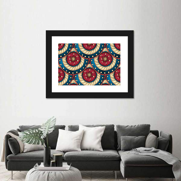 Blue and Gold Mandala Medallions Canvas Wall Art